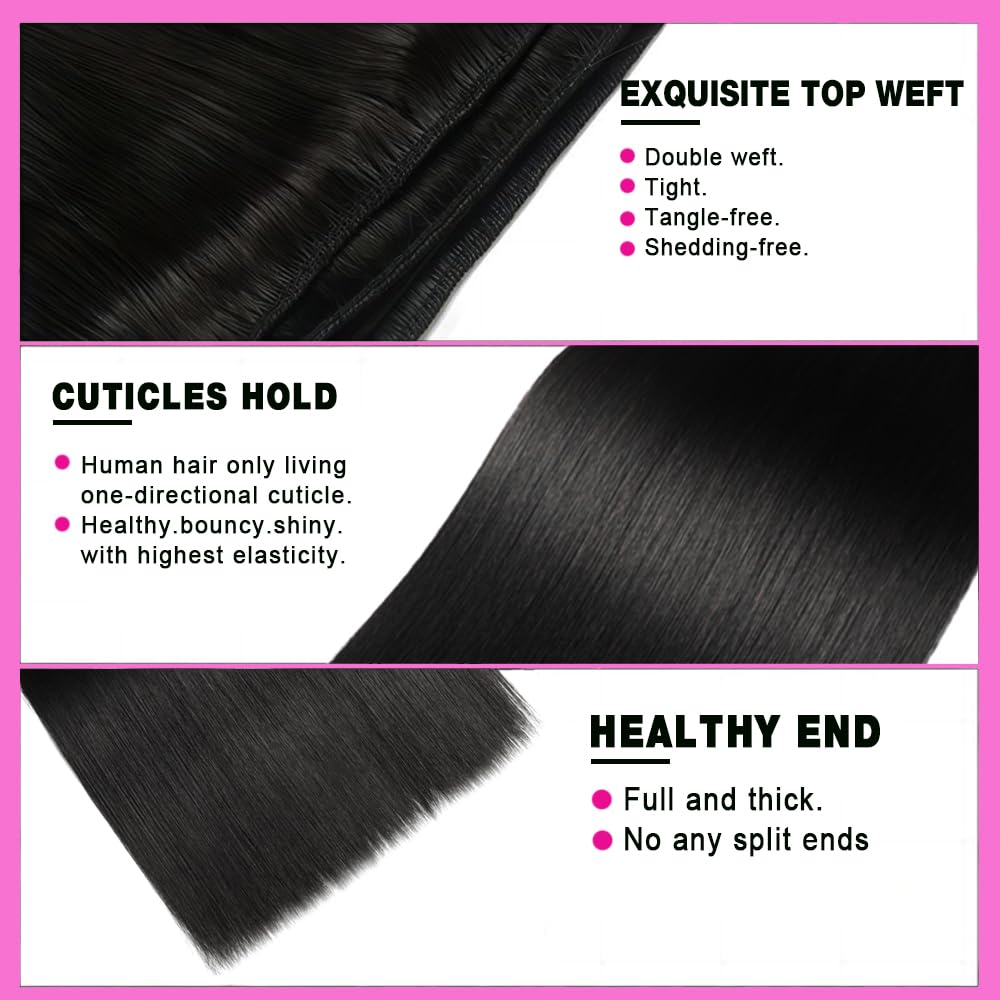 FMIDKOU 22-inch straight Brazilian hair bundles for natural movement