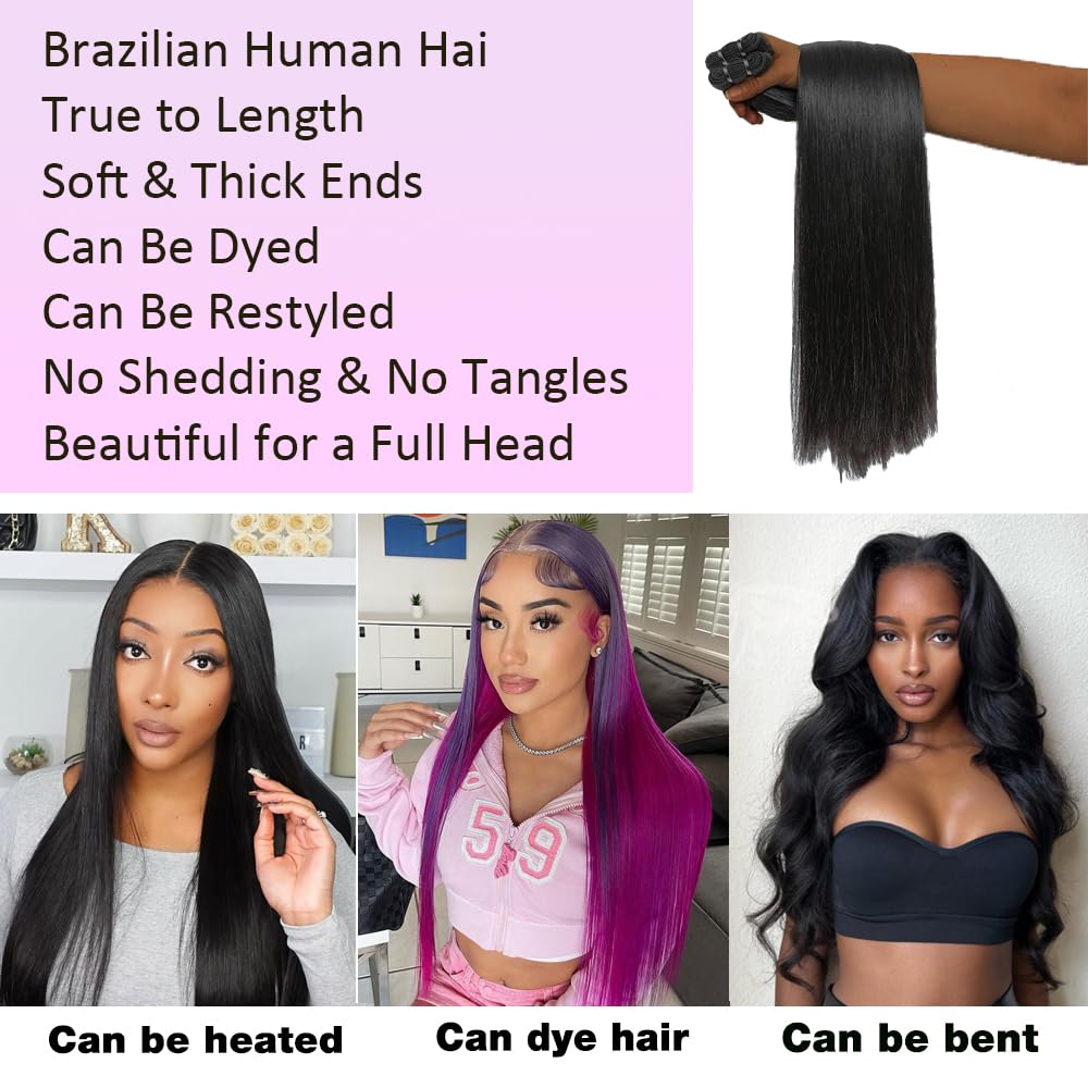 FMIDKOU 24-inch straight Brazilian hair bundles for length and fullness
