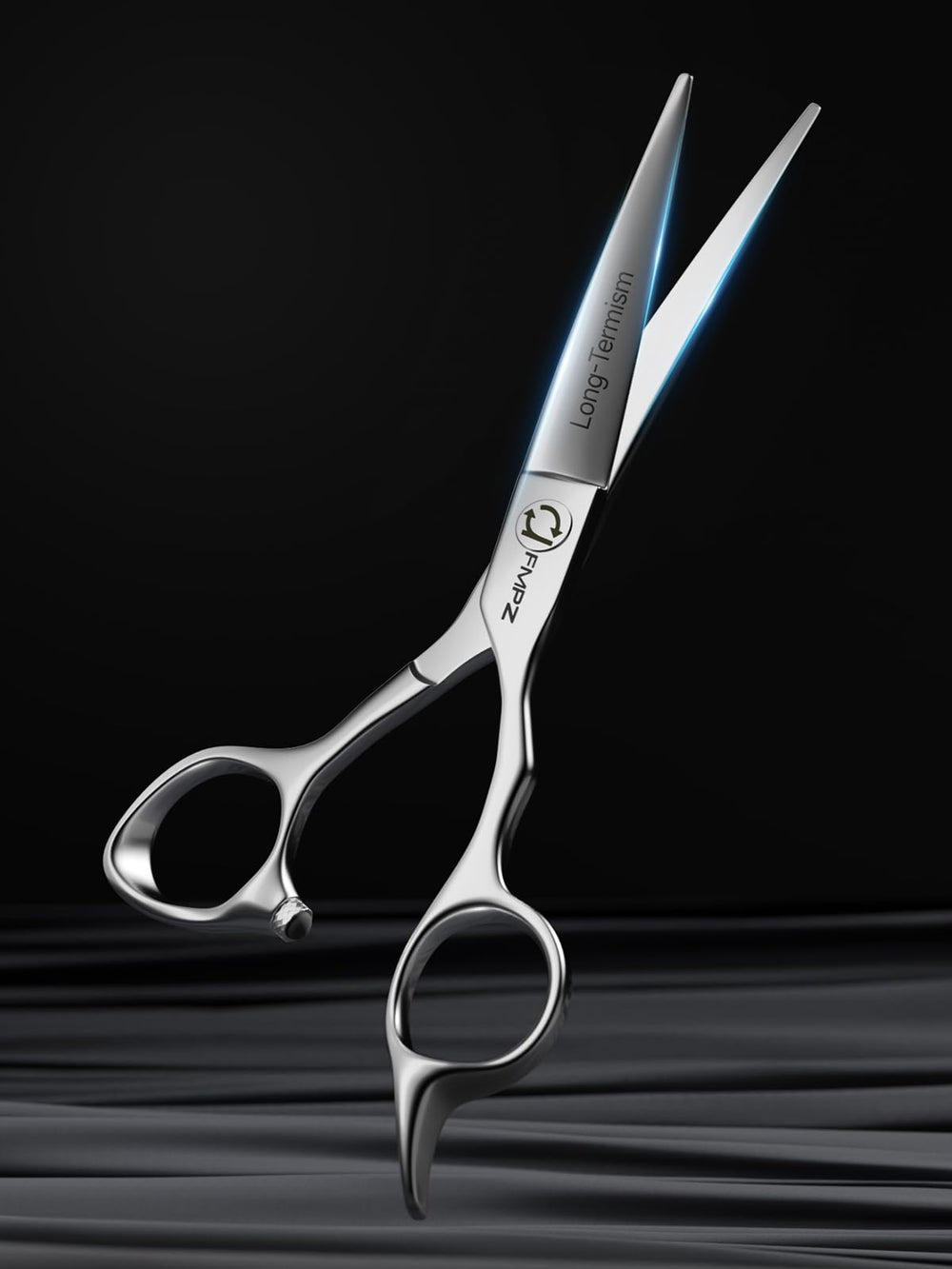 FMPZ professional barber scissors with ergonomic handle for comfortable use.
