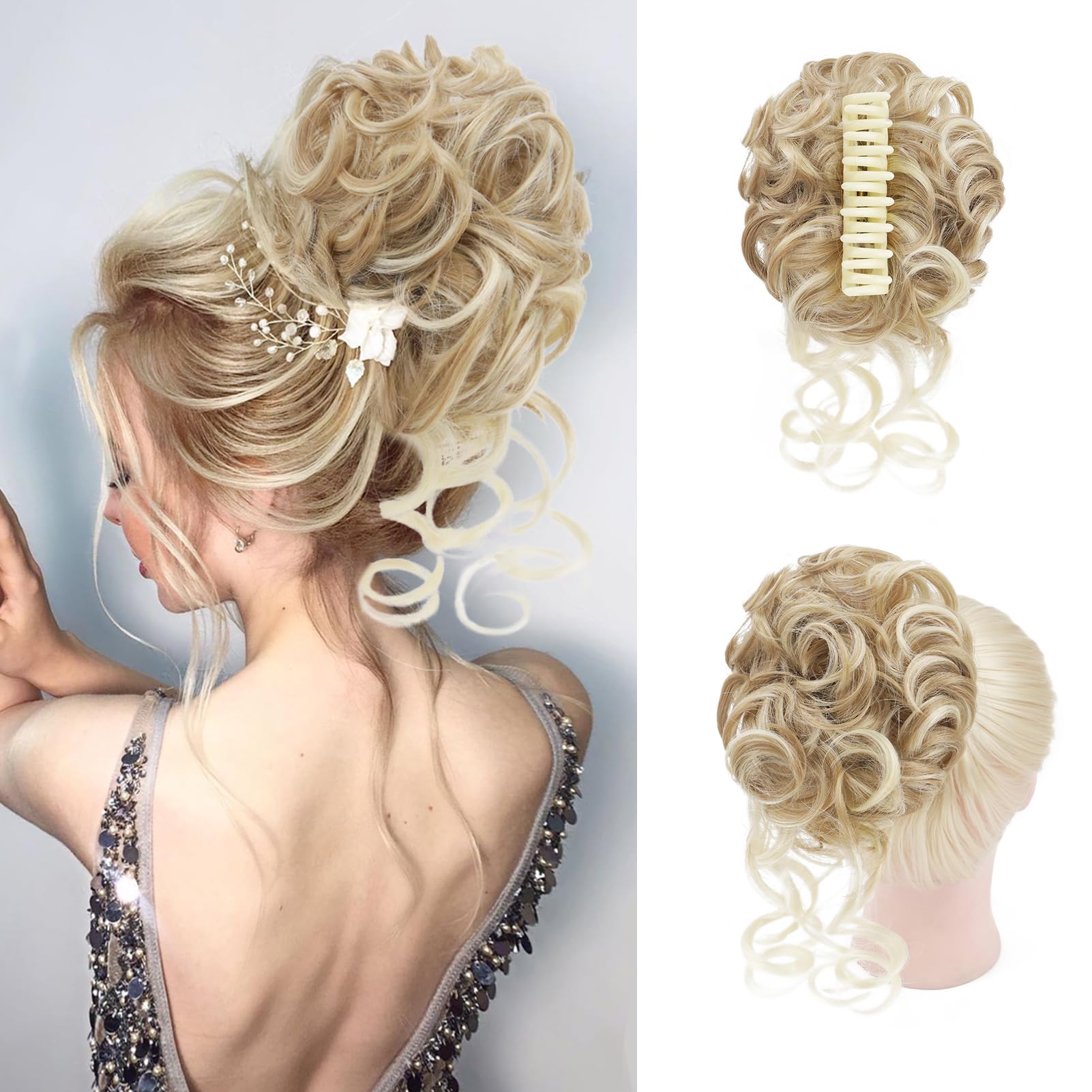 Foaoit Claw Clip Messy Bun in dirty blonde secures a polished look quickly