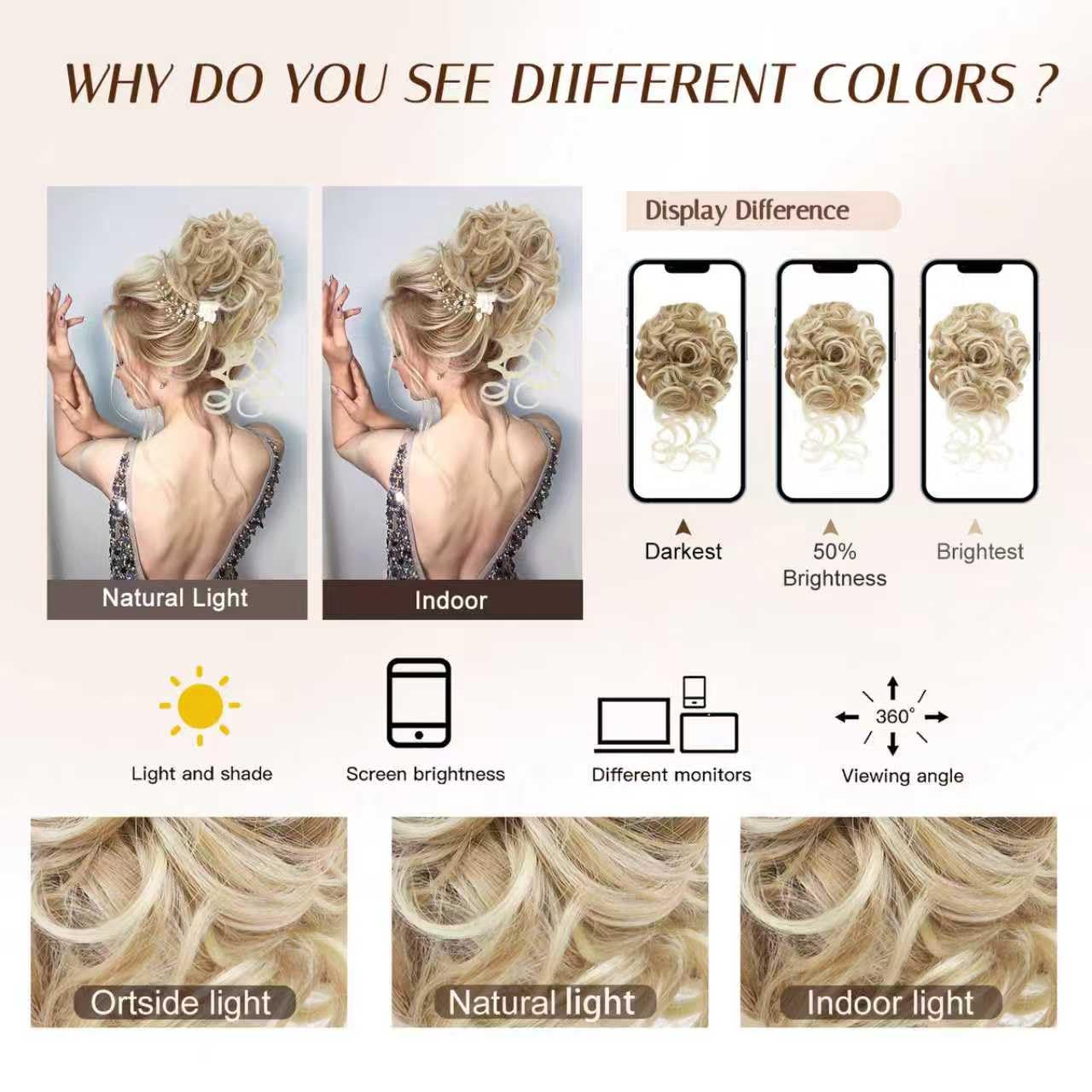Foaoit Ready-to-wear Bun for events and travel in dirty blonde