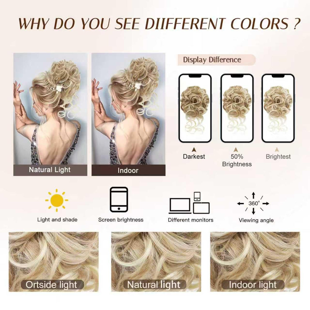 Foaoit Ready-to-wear Bun for events and travel in dirty blonde