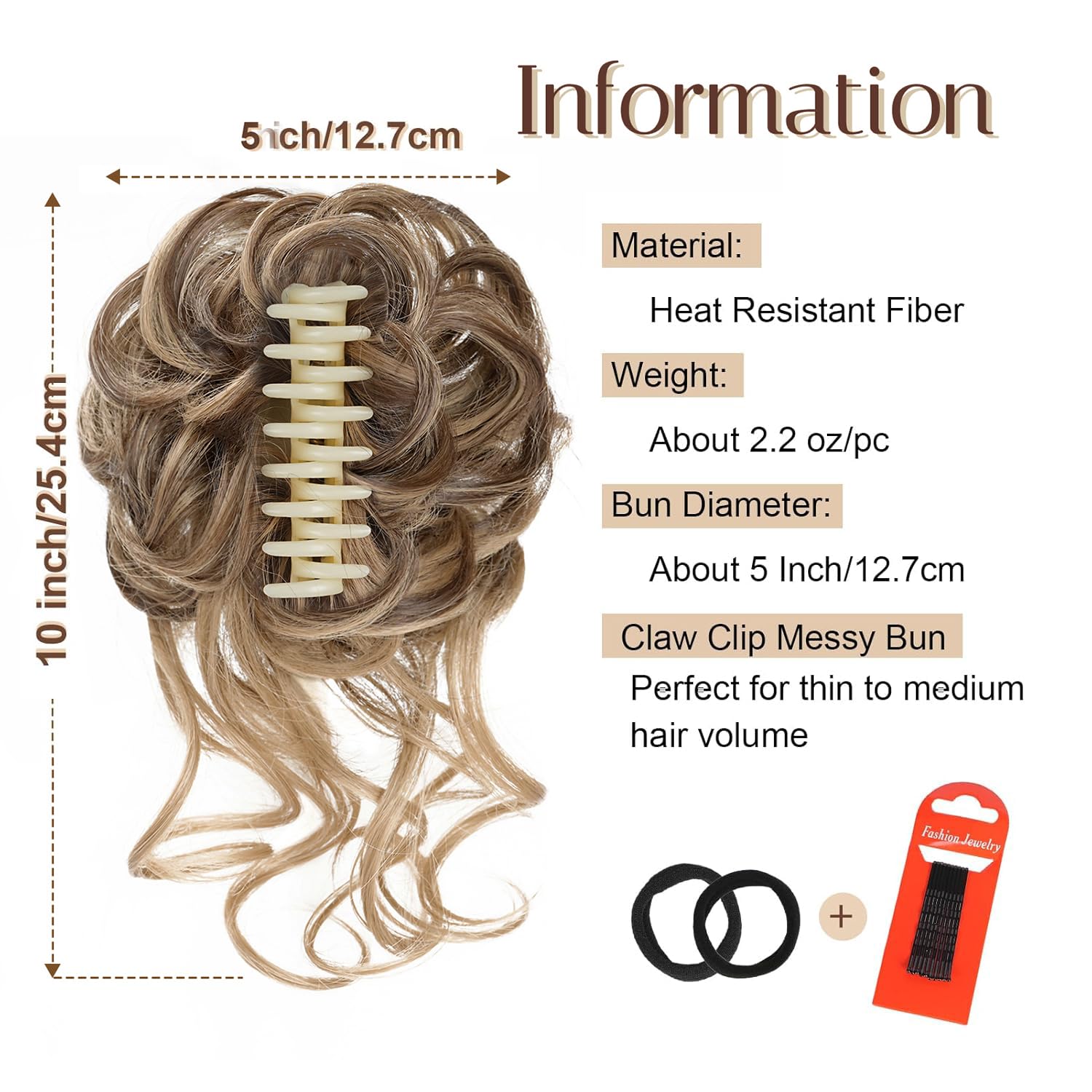 Foaoit wavy curly bun hair piece offers natural look and easy attachment.