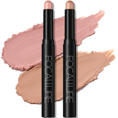 FOCALLURE 2 Pcs Eyeshadow Stick Mocha Pink for quick all-day color