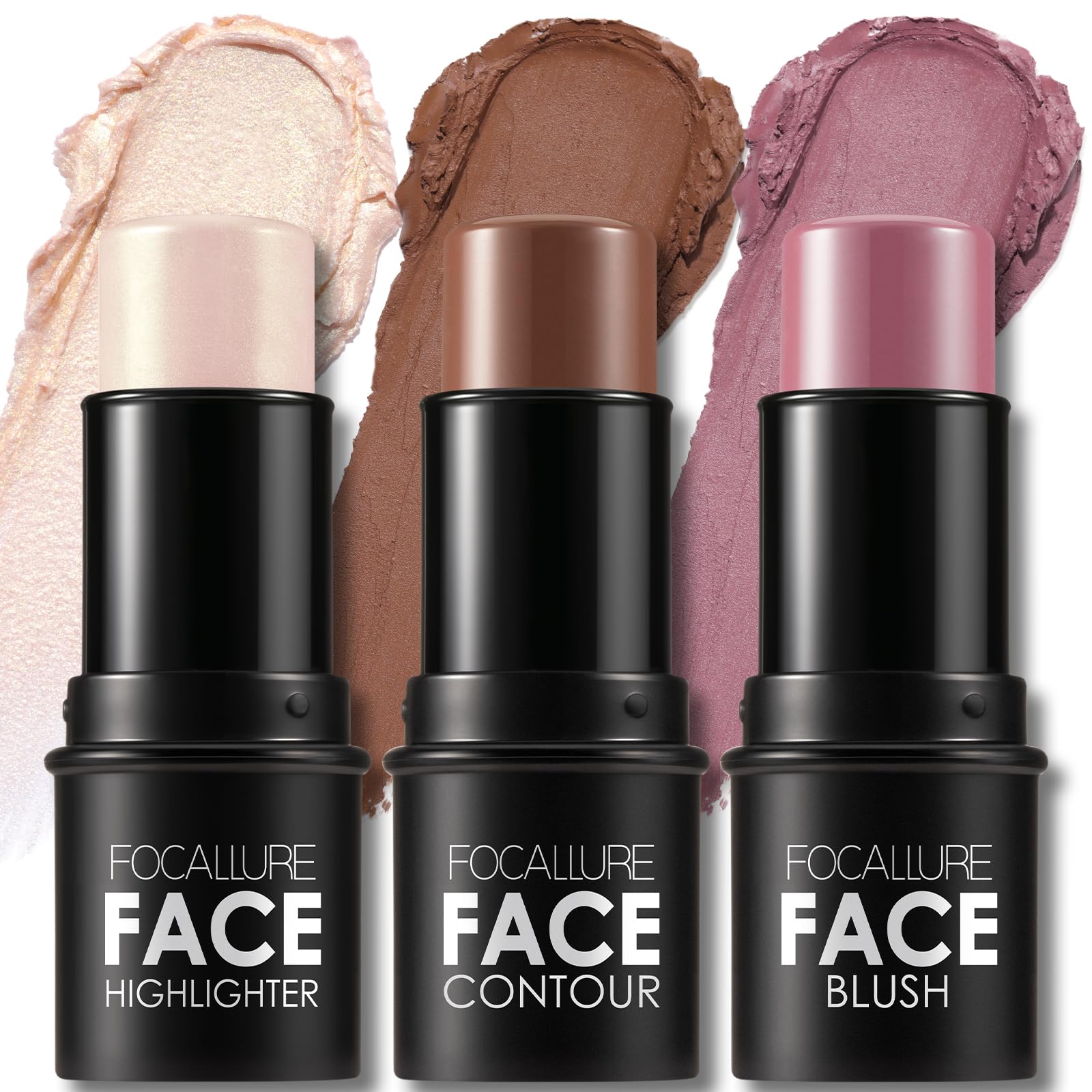 FOCALLURE 3-piece contour kit front view for effortless on-the-go makeup.