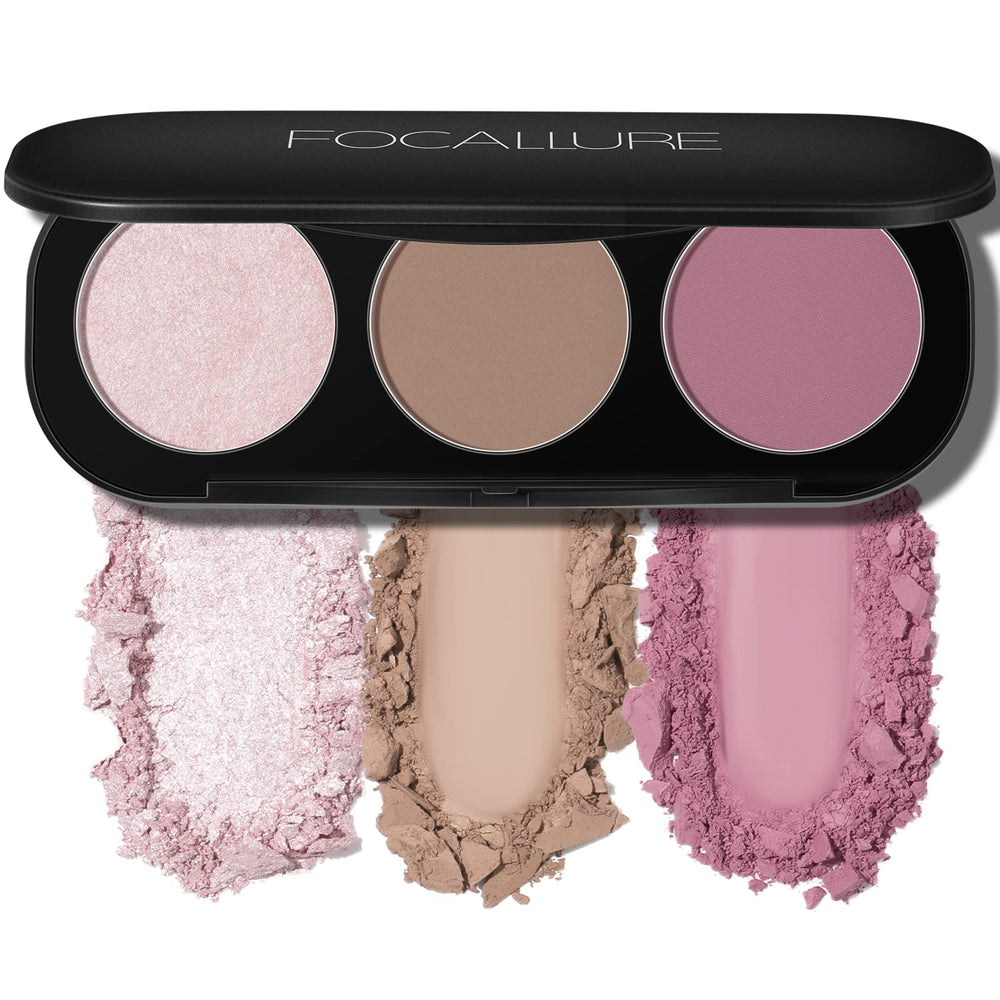 FOCALLURE 3-in-1 contour palette close-up shows rich pigments for sculpted definition.