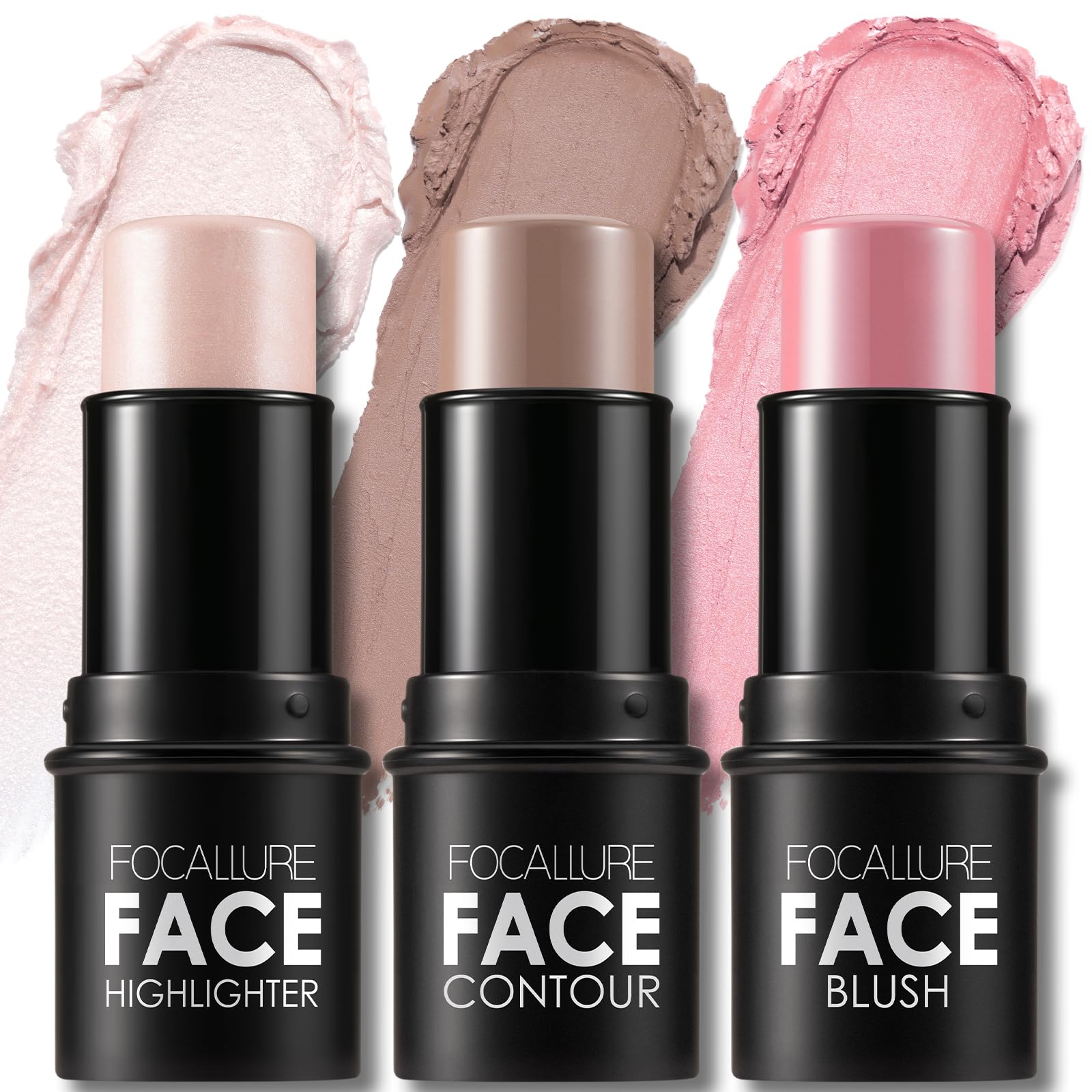 FOCALLURE 3 Pcs Contour Sticks set front view for quick sculpting and glow.