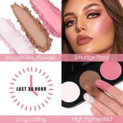 FOCALLURE Blush and Highlighter Palette application idea with soft blending tips