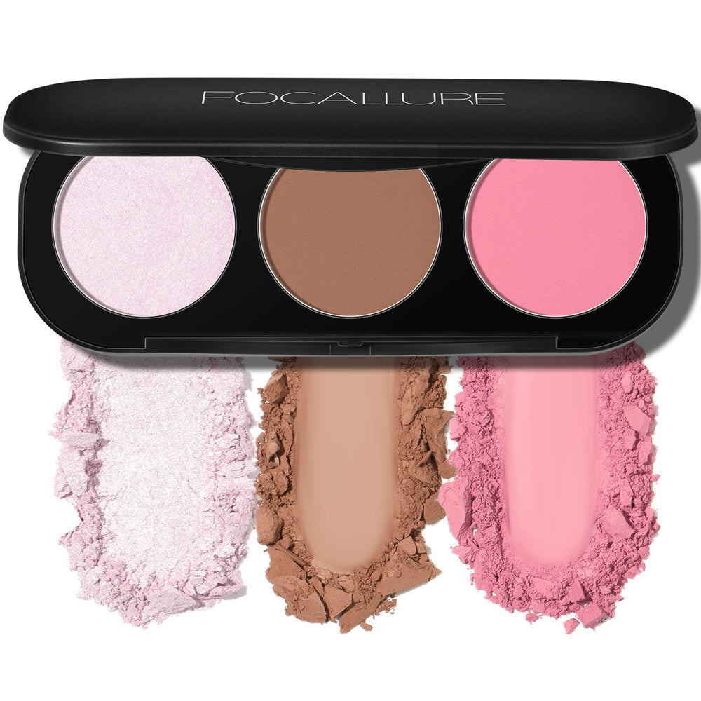 FOCALLURE Blush and Highlighter Palette front view showing compact design for on the go glow
