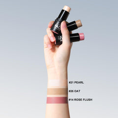 FOCALLURE bronzer highlighter blush trio on skin for soft radiance.