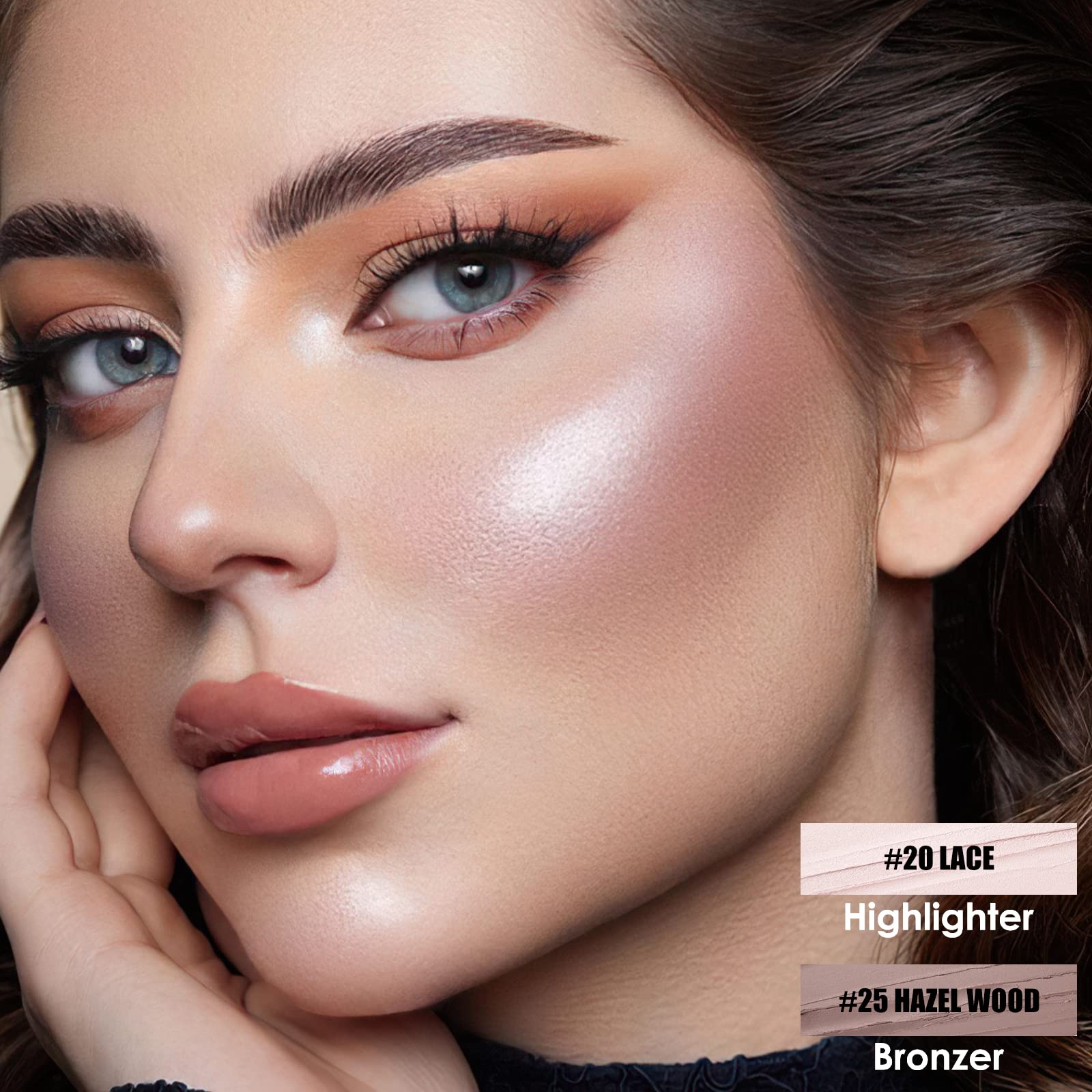 FOCALLURE contour-stick application-cheekbone demonstrates seamless blend for natural shadows