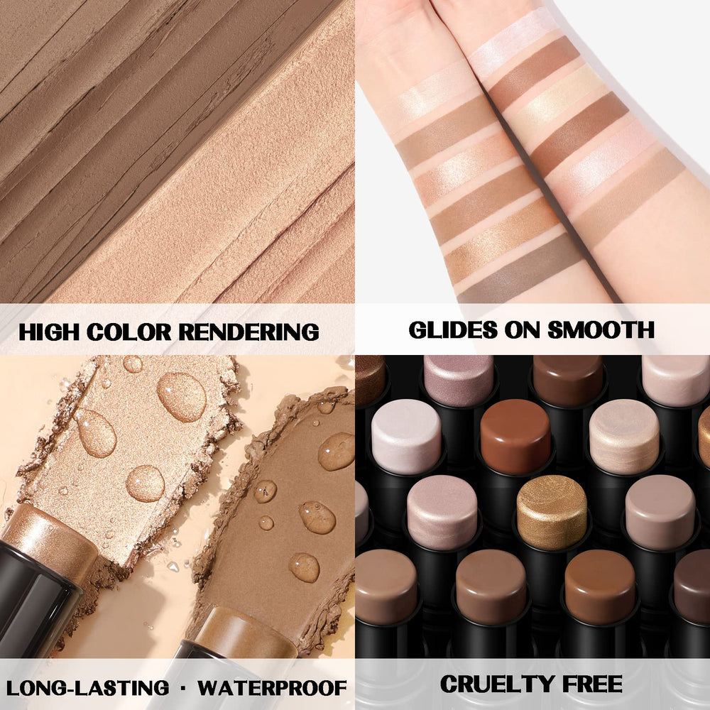 FOCALLURE contour stick highlights cheekbones for natural contour.
