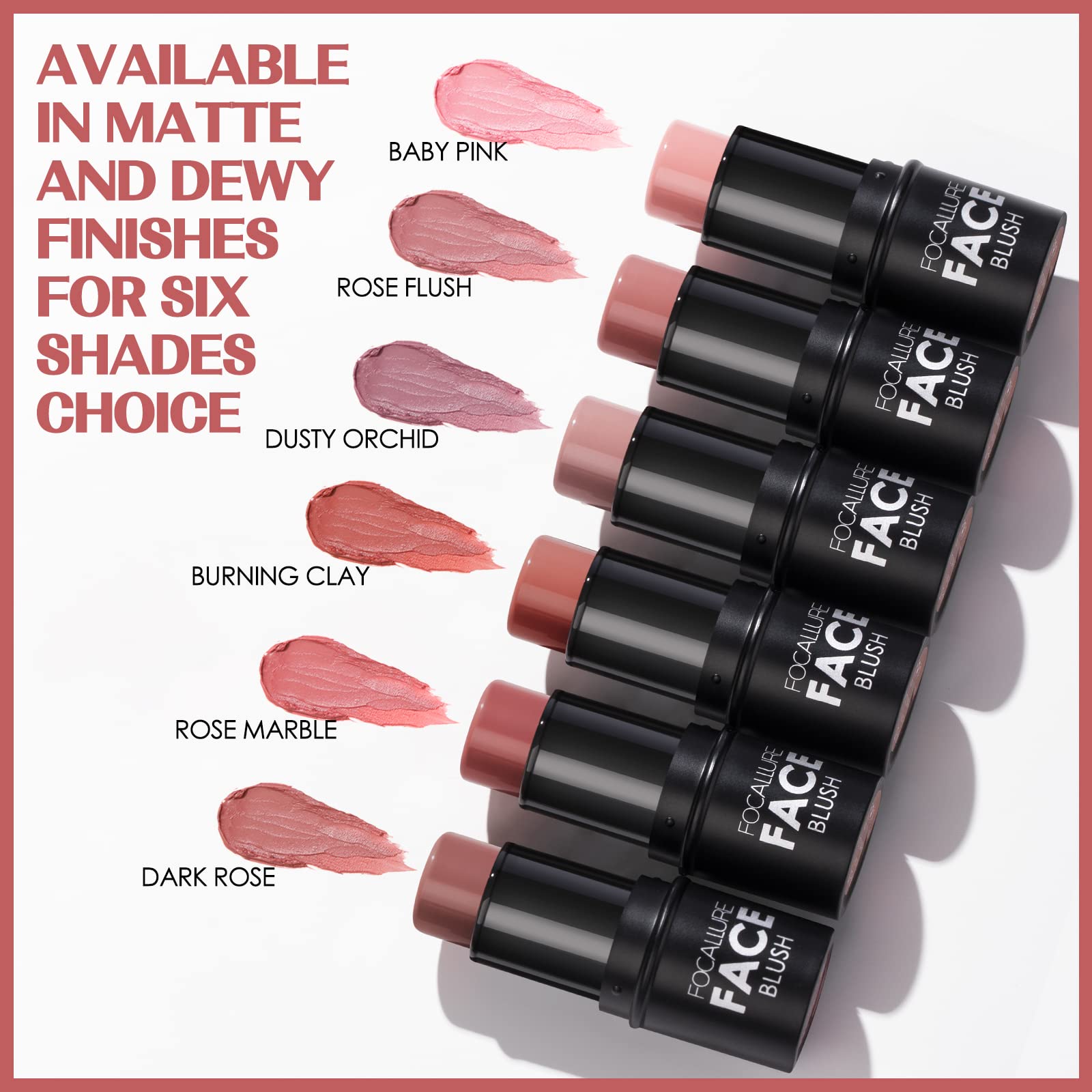FOCALLURE Rose Flush packaging highlights compact design for on-the-go touchups.