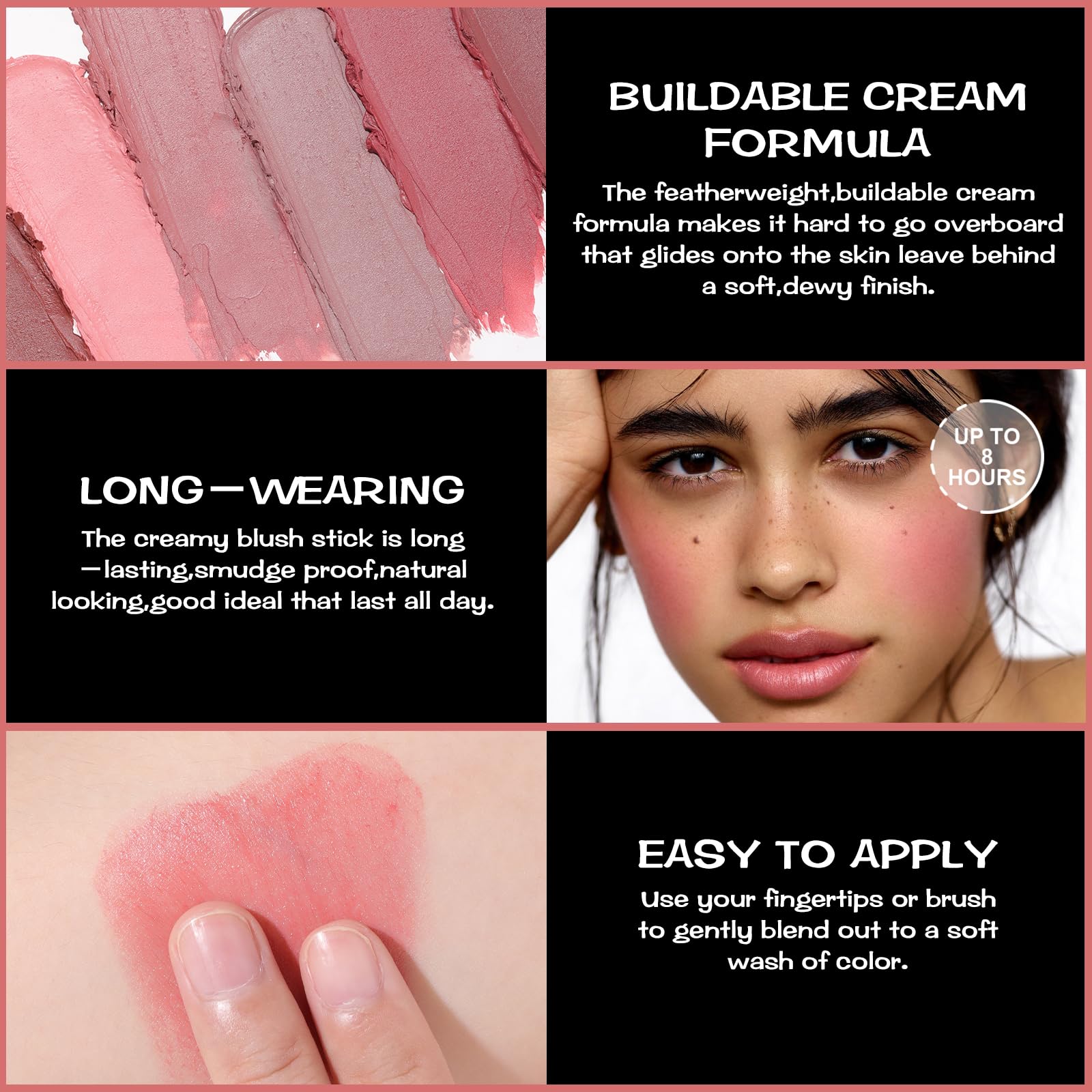 FOCALLURE Rose Marble cream blush stick used as eye-base close-up
