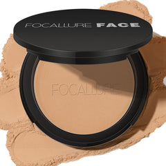 FOCALLURE Flawless Pressed Powder bottle close-up for shine control and matte finish.