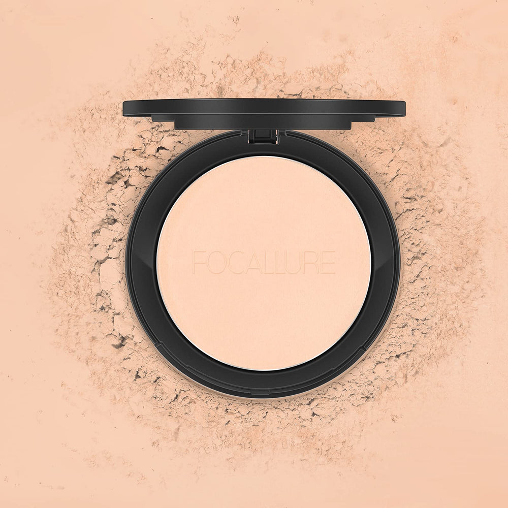 FOCALLURE Flawless Pressed Powder ivory swatches on skin show shade