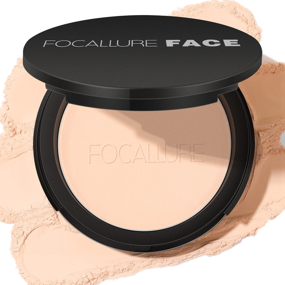 FOCALLURE Flawless Pressed Powder ivory top view for oil control and shine reduction