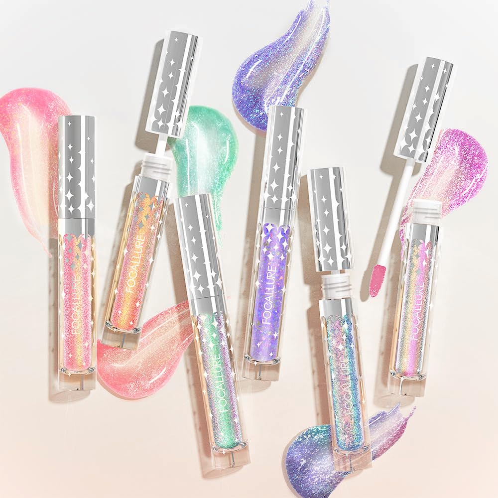 FOCALLURE Glitter Liquid Lipstick long-wear-dry-down with lasting shimmer on lips.