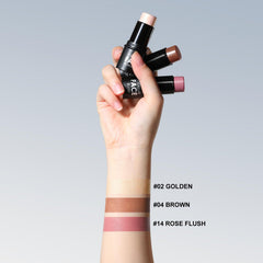 FOCALLURE swatches of highlighter, bronzer, and blush on skin.