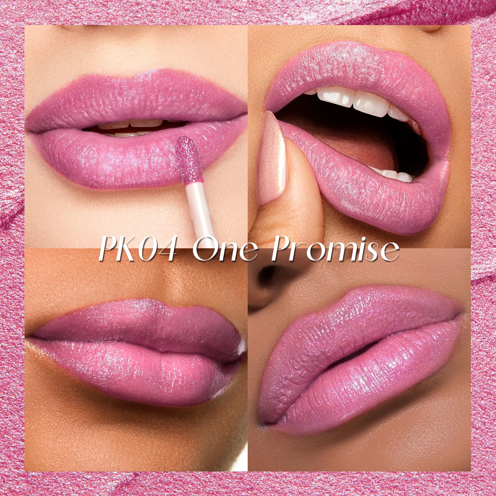 FOCALLURE metallic-liquid-lipstick glitter-particles close-up shows fine sparkle at a glance