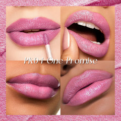 FOCALLURE metallic-liquid-lipstick glitter-particles close-up shows fine sparkle at a glance