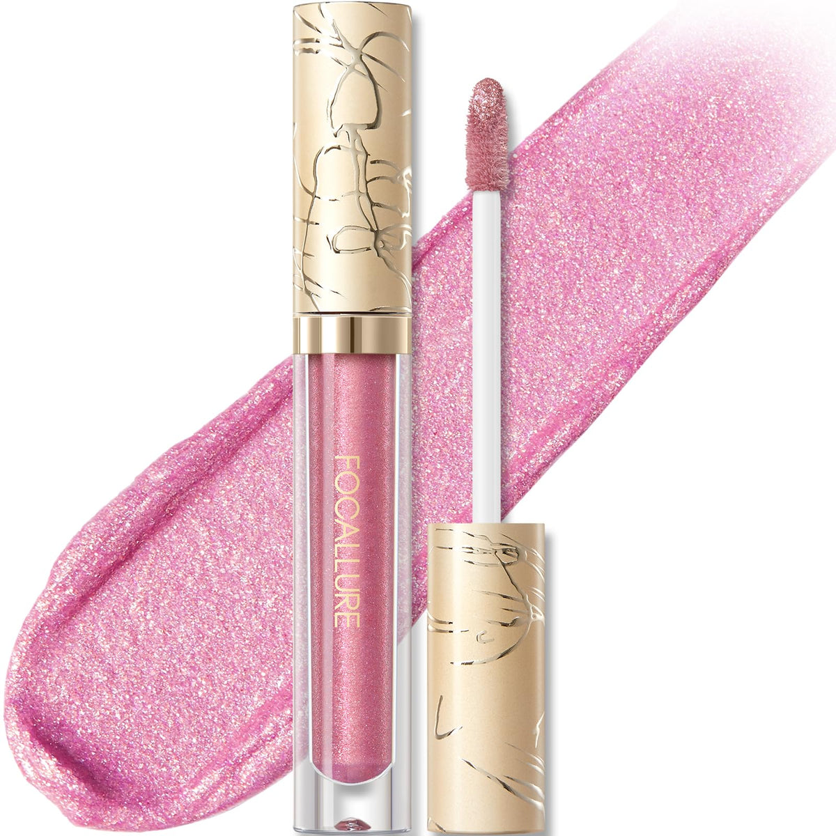 FOCALLURE metallic-liquid-lipstick lip-swirl highlights bold color with a radiant metallic finish