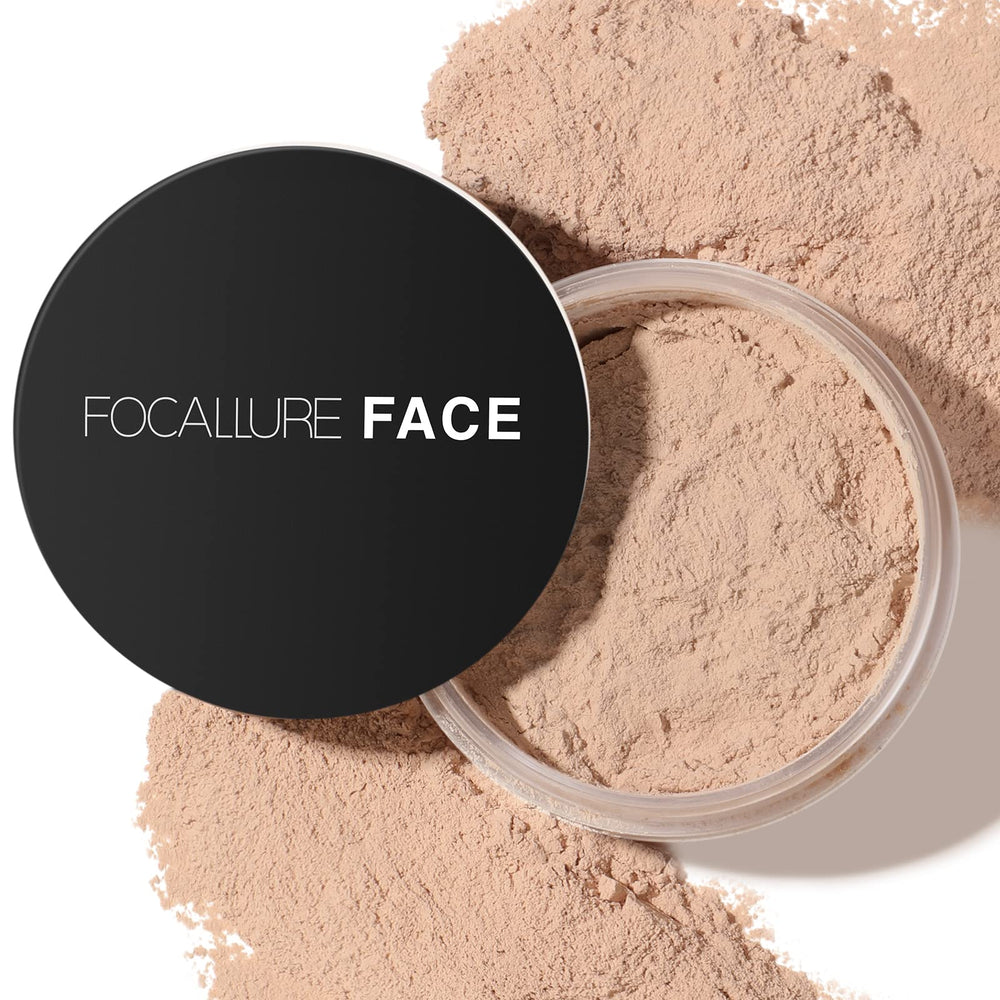FOCALLURE Oil Control Loose Face Powder compact demonstrating portable oil control for a natural matte look