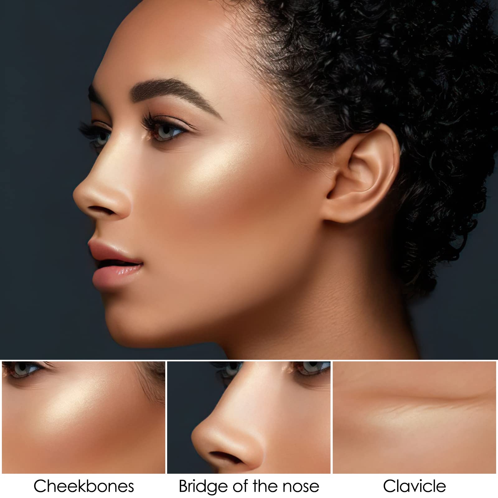 FOCALLURE sculpted-cheekbones application for precise highlighting.