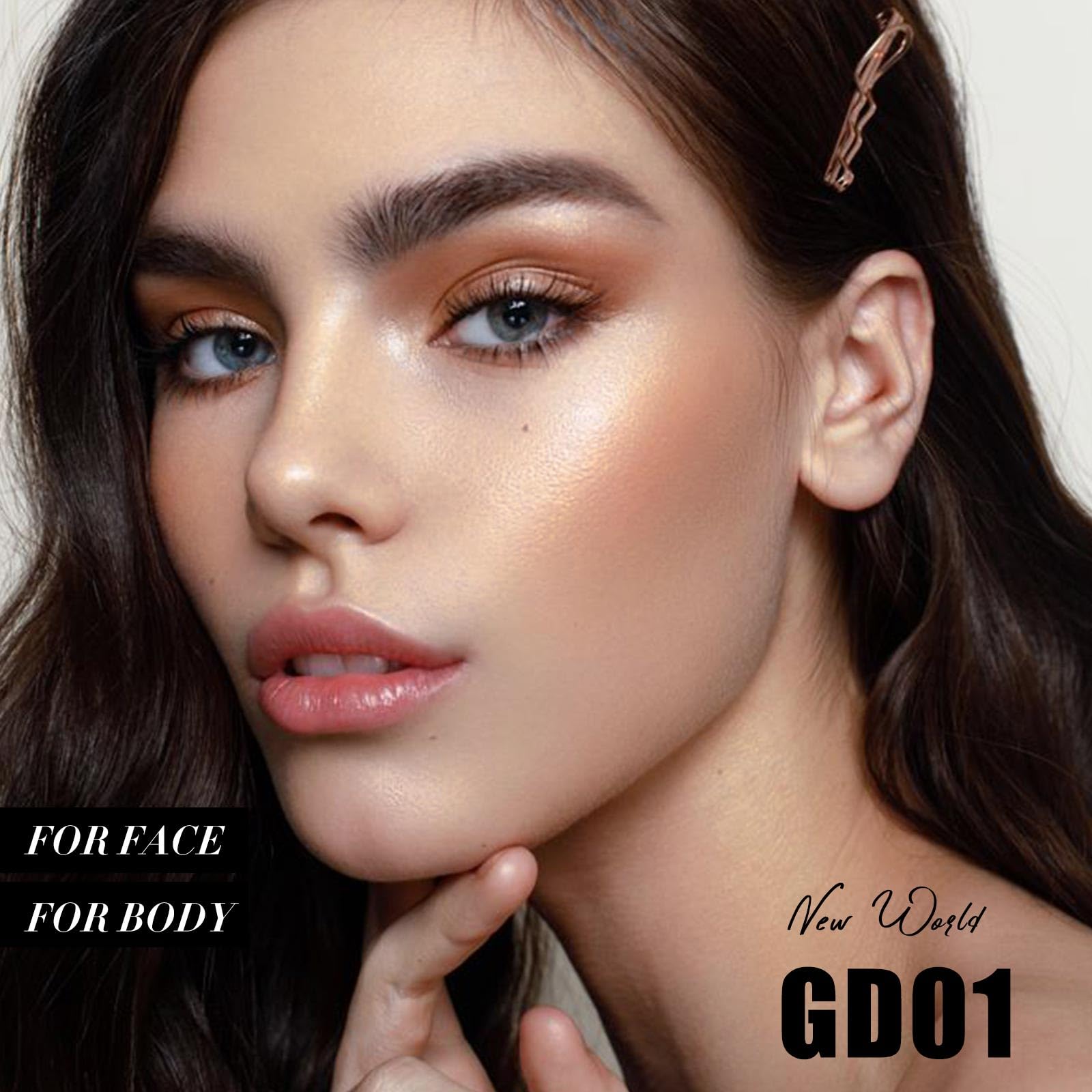 FOCALLURE Shimmer highlighter silky glow compact for even radiance.