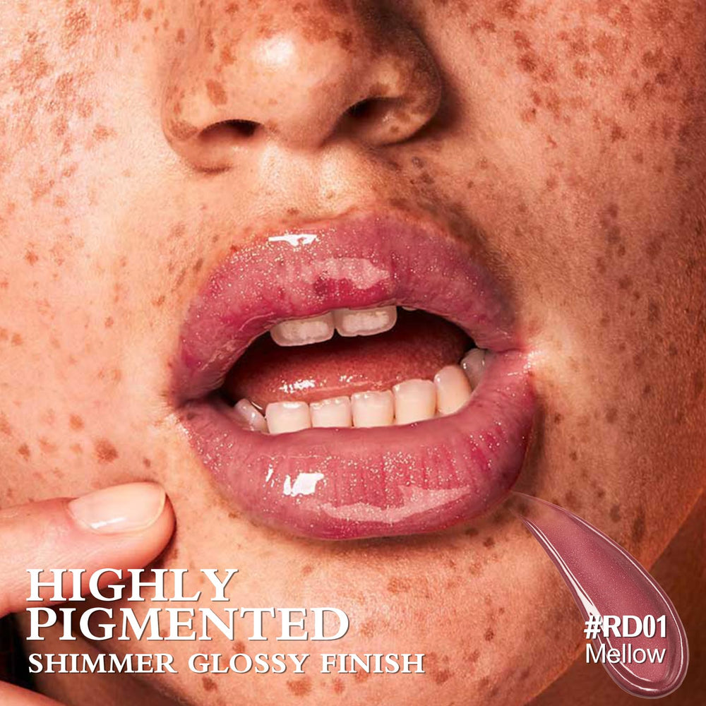 FOCALLURE Sparkling Gem Lip Plump lip swatch displaying high-shine finish.