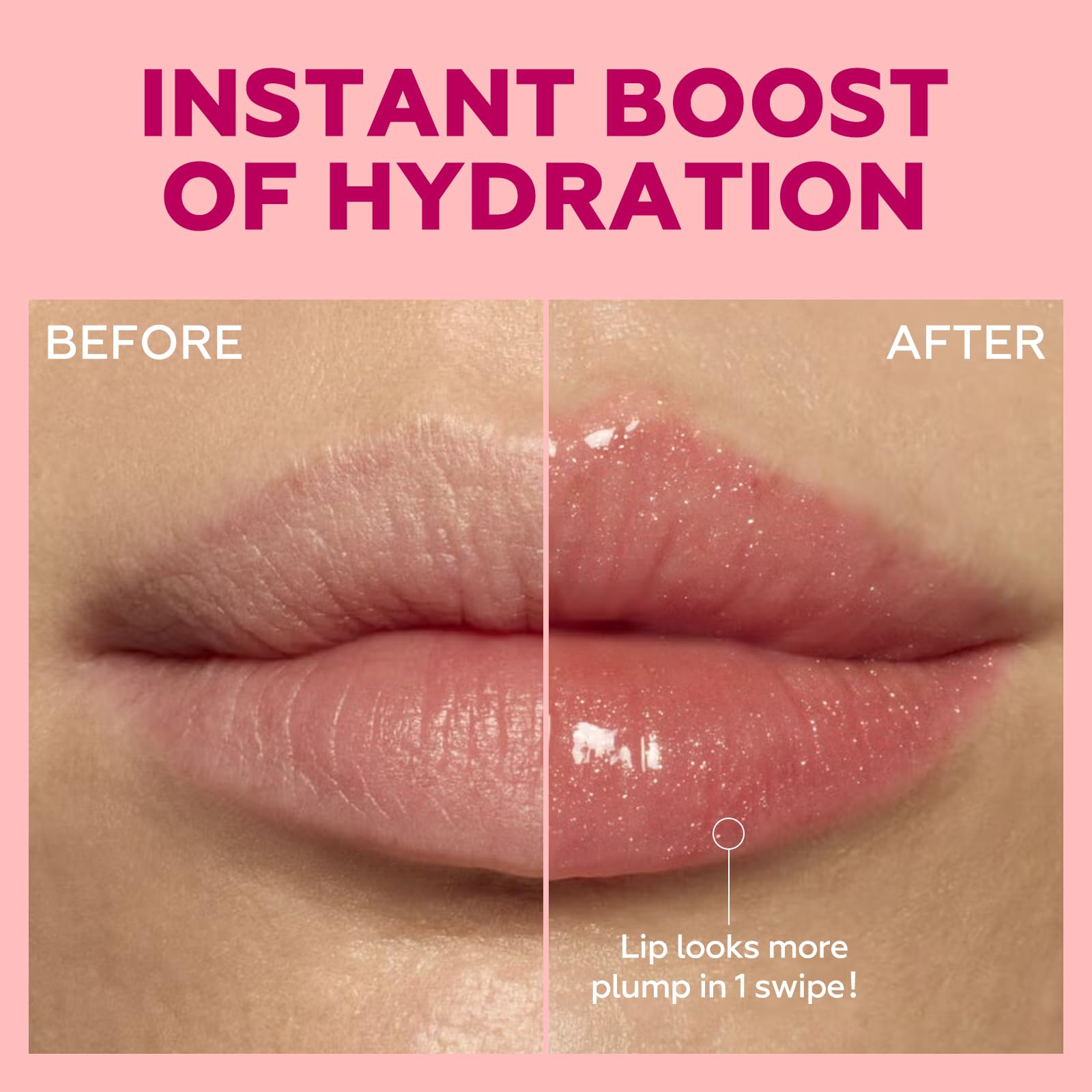 FOCALLURE Sparkling Gem Lip Plump gloss texture closeup with glittery pearls and high shine