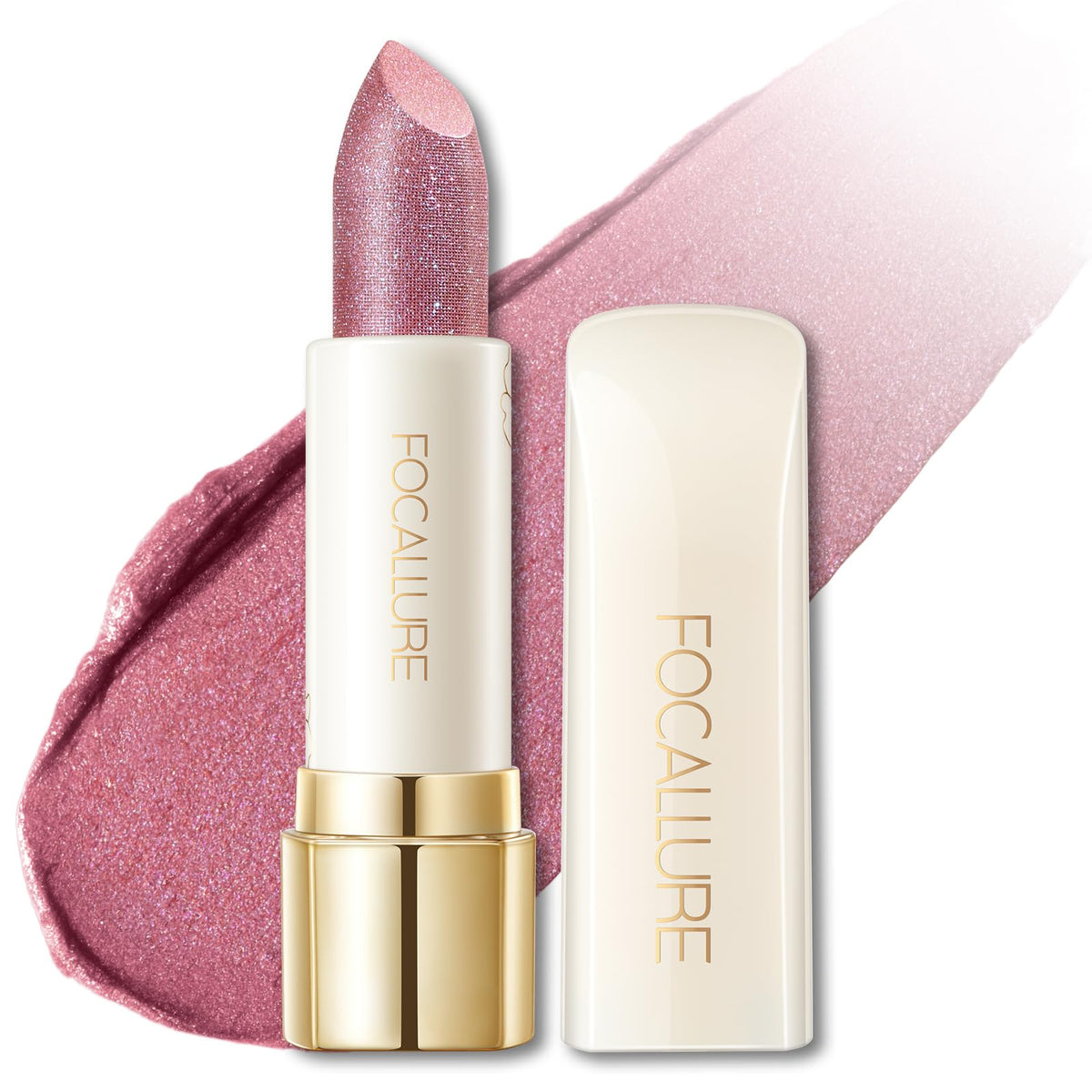 FOCALLURE Valentine's Lipstick close-up shows diamond shimmer for radiant lips