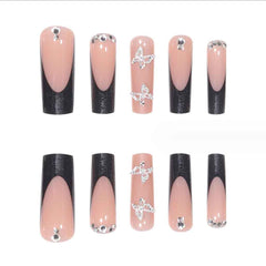 Foccna glossy fake nails with included file and jelly pads for easy at-home manicure.