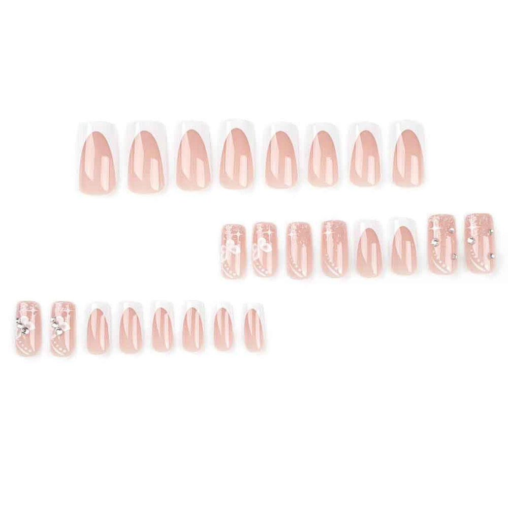 Foccna nails with rhinestone butterfly design for a chic, party-ready look