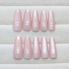 Foccna coffin-shape nails close-up for a stylish night-out look