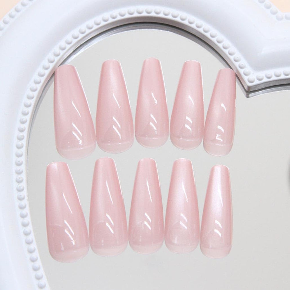Foccna glossy pink finish close-up showing polished nails