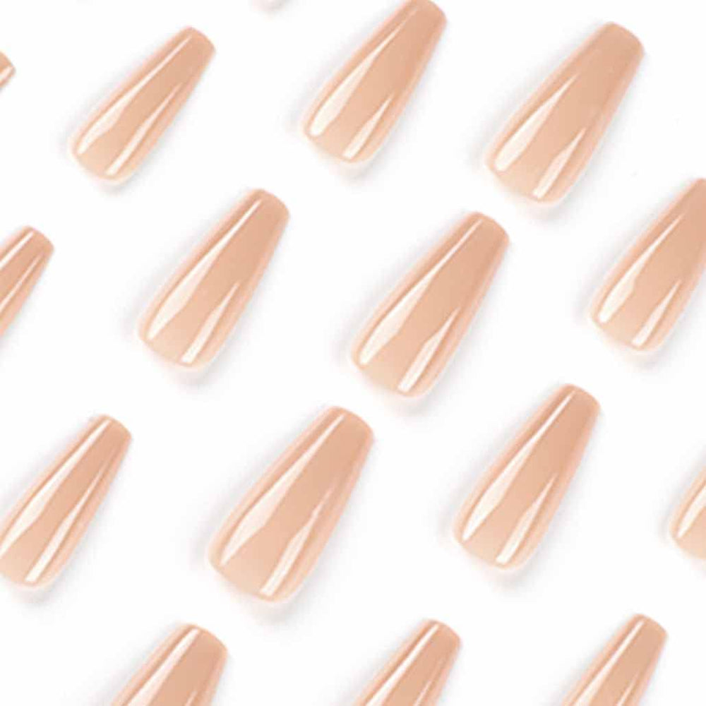 Foccna nude press-on nails easy application saves salon time.