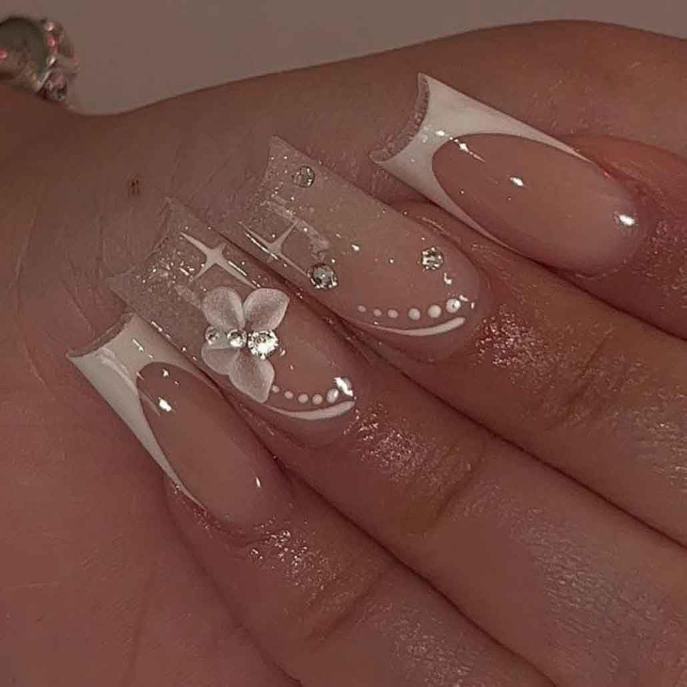 Foccna nude square clear acrylic nails for effortless at-home manicure