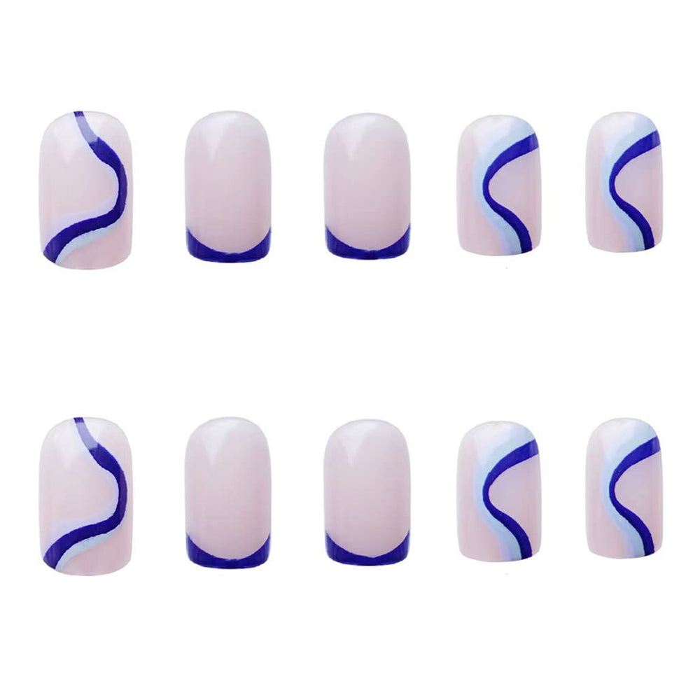 Foccna blue swirl nails worn for everyday wear and confidence
