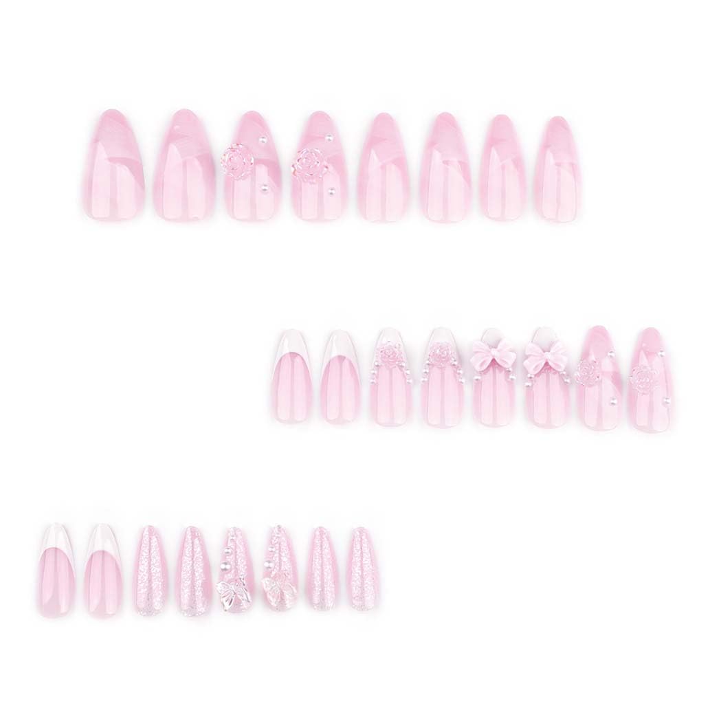 Foccna white almond acrylic nails 24pcs for long-lasting wear.