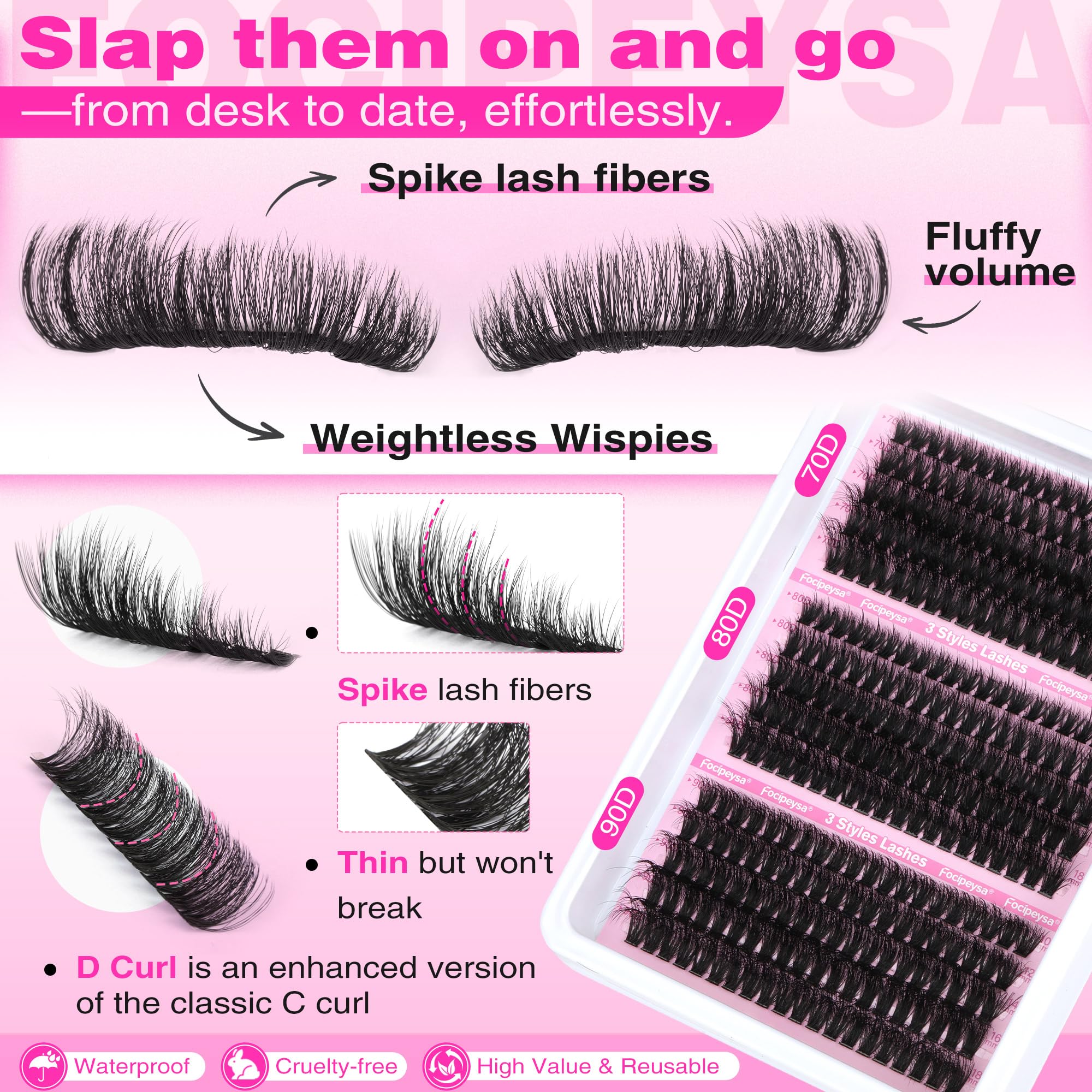 Bottom lashes 5-6mm option adds subtle depth under upper lashes