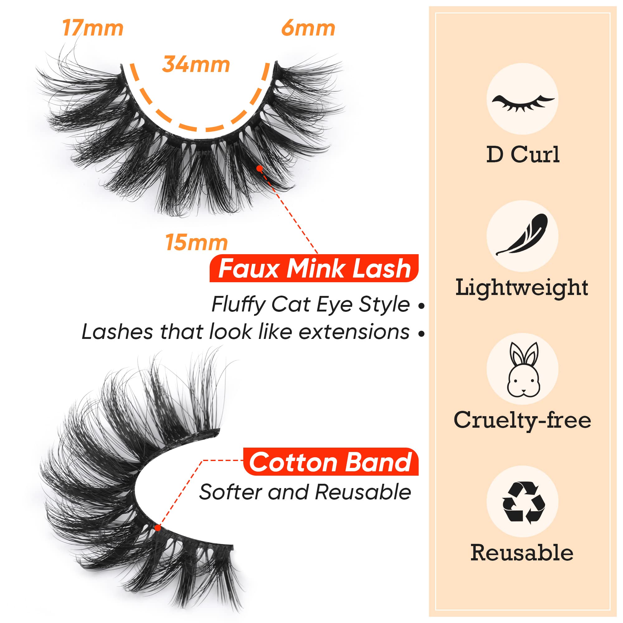 Focipeysa crossed cat-eye lashes provide a wispy, eye-catching look with easy blend