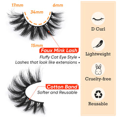 Focipeysa crossed cat-eye lashes provide a wispy, eye-catching look with easy blend