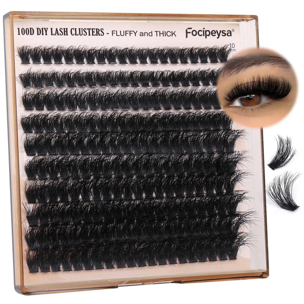 Focipeysa fluffy D-lashes: 100D, 200pcs for fuller, wispy eyes.