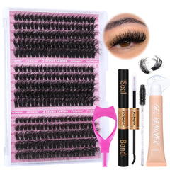 Focipeysa Full Volume Eyelash Kit close-up showing fluffy clusters for DIY lashes