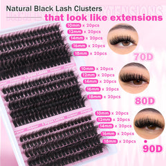 Focipeysa Lash Clusters 10-18mm mixed close-up for dramatic, fluffy volume