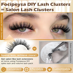 Focipeysa lash clusters in D curl, 10-18mm for customizable eye looks