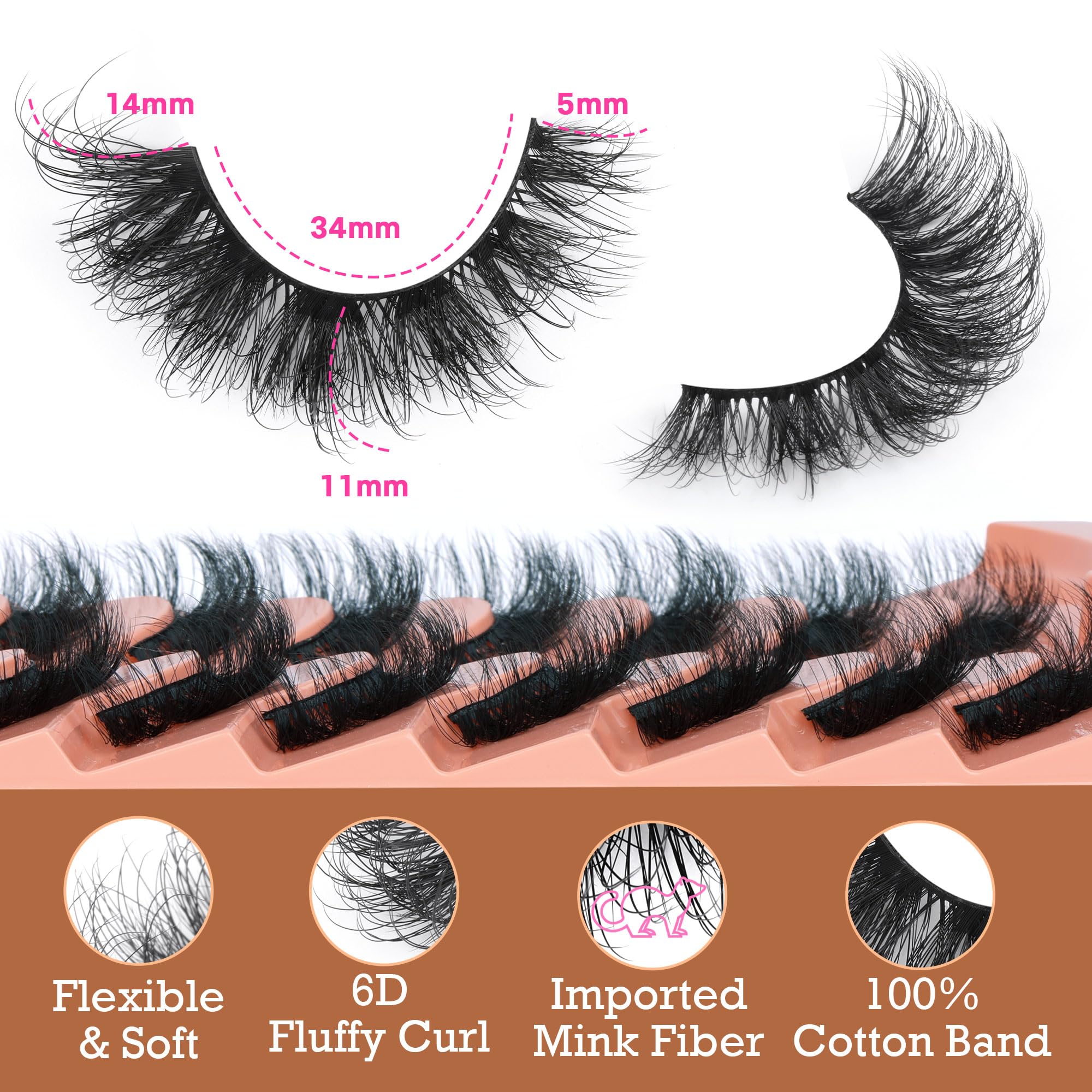 Focipeysa 7 pairs natural look lashes packaged for easy wear