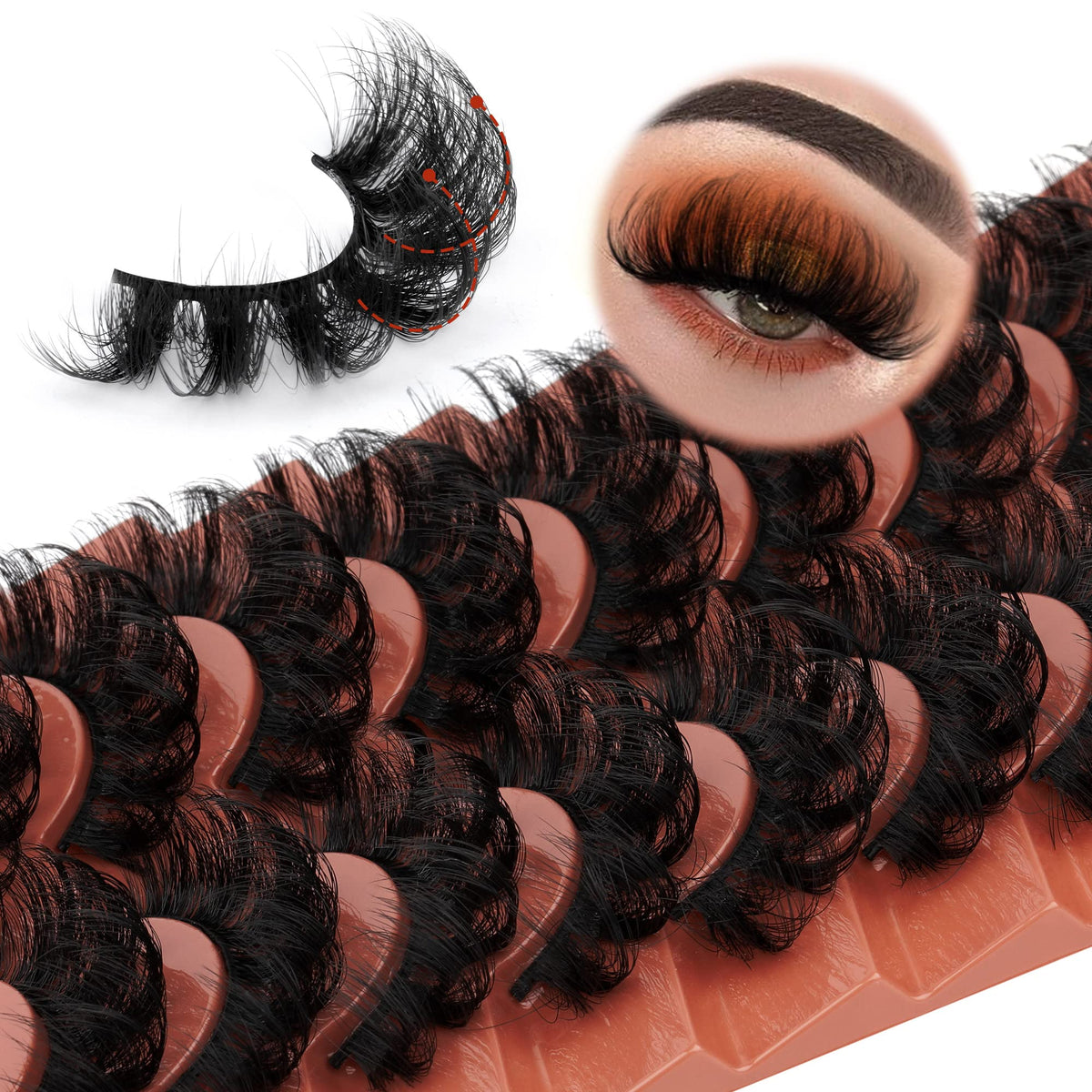 Focipeysa mink lashes 8D fluffy full strip for dramatic blend