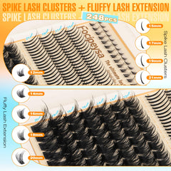 Focipeysa bottom-lash clusters 5-6mm for lifted lower lash line.